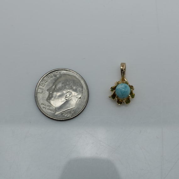 Vintage Turquoise Pendant 14k Yellow Gold Pendant - image 5