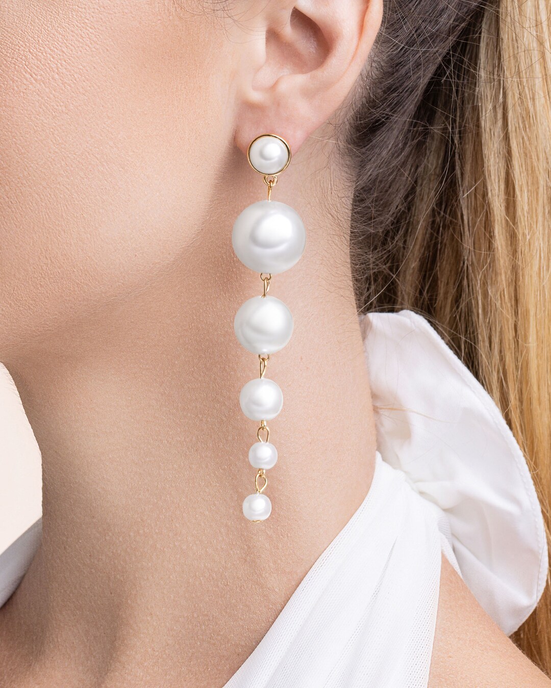 Bowed With Pearl Drop Earrings - 18k Gold Plated Coquette Chic