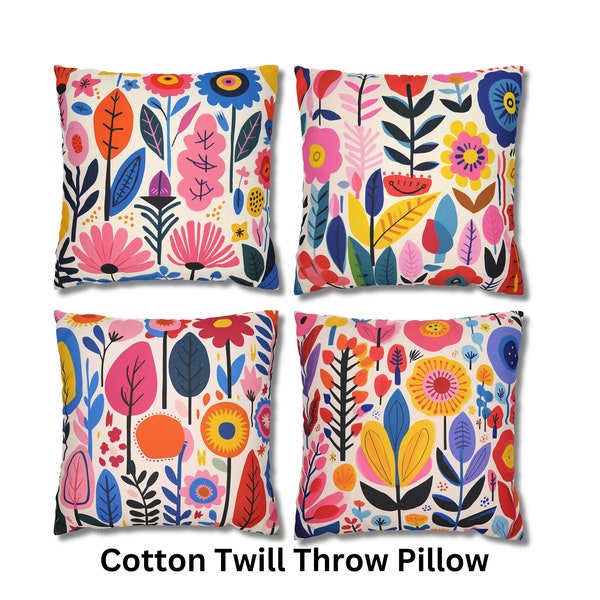 Floral Throw Pillow Cover Cotton Pillow Case Cottagecore Decorative Pillow Sham Whimsical Sofa Cushion Cover Large Boho Aesthetic Pillow 26"