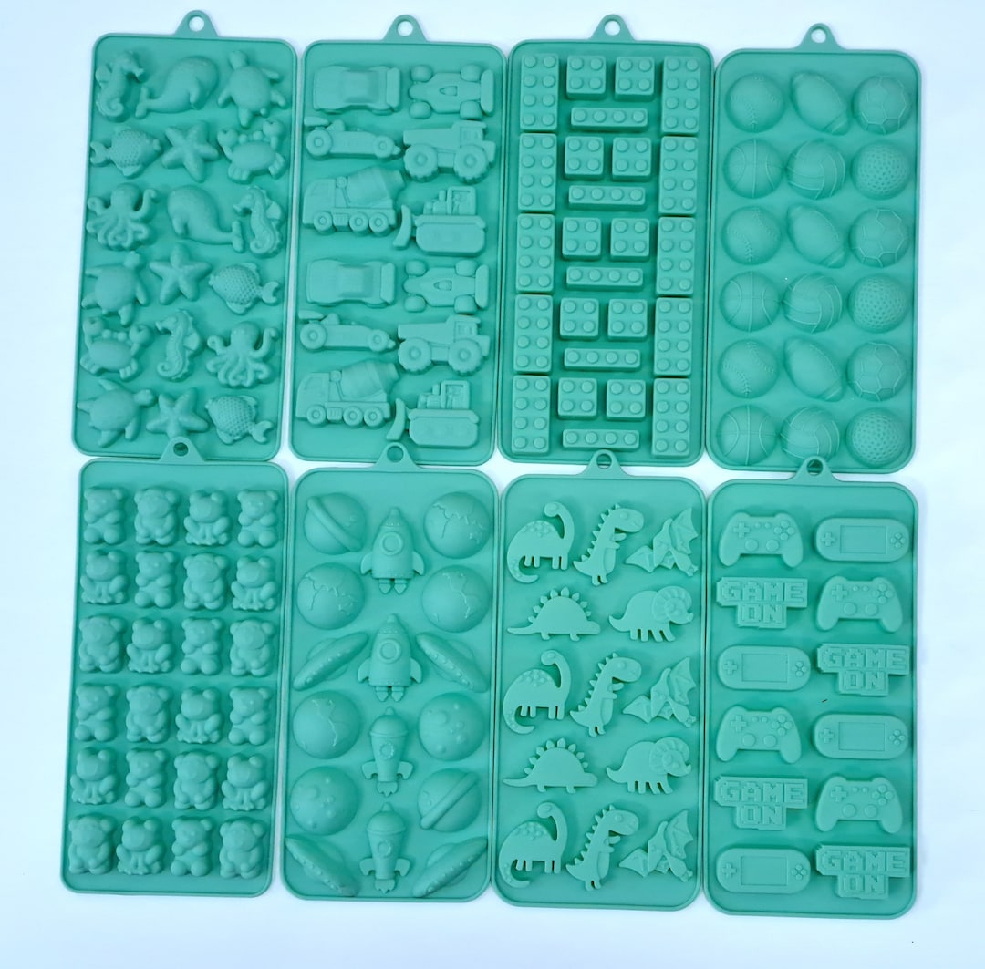 Silicone Molds Fun Boys Cupcake Toppers Cars Trucks Sports Space