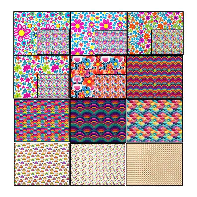 Dollhouse Wallpaper Bundle, Miniature Wall Mural Wallpaper, Printable