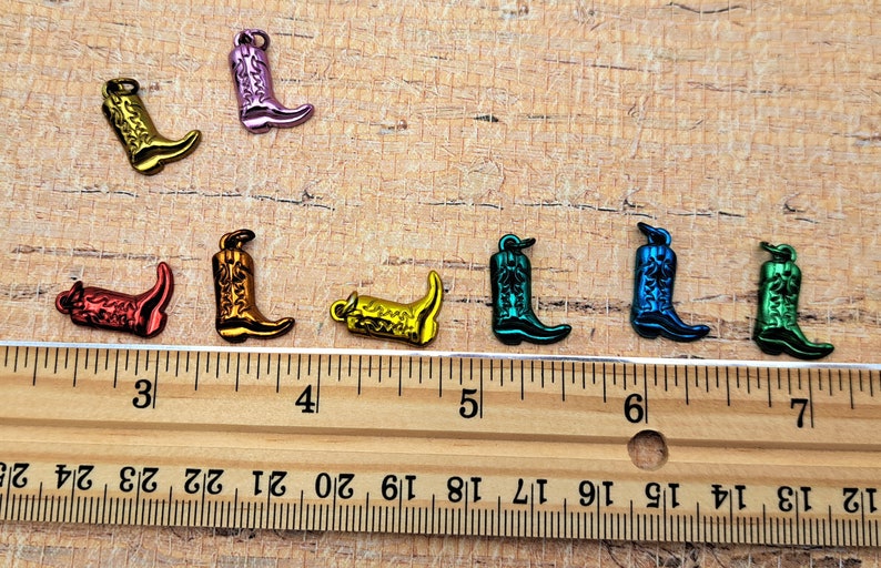 Cowboy Boot Charm Set Cute Western Keychain Phone Charm Colored Metal