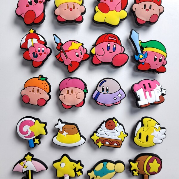 Cute Croc Charms Random Kirby Croc Charms Super Mario Video Game Croc Jibbitz Rubber Clog Shoe Charms Gamers Jibbitz for Crocs