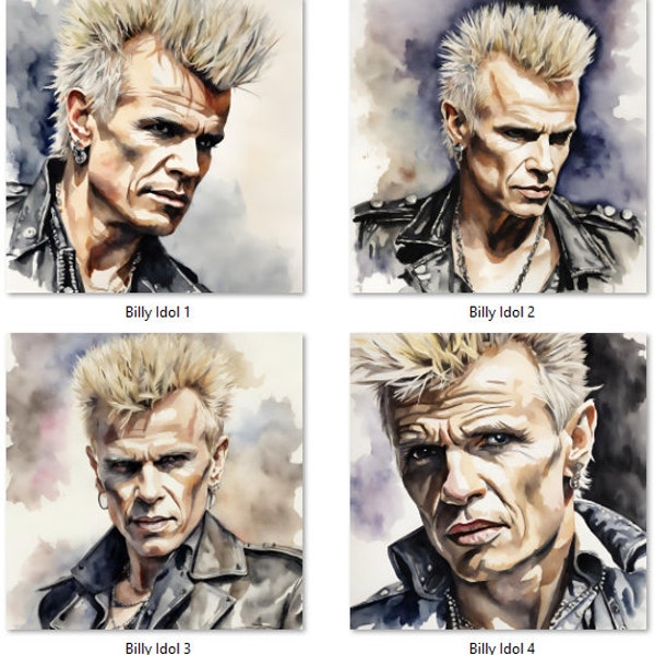 Billy Idol Watercolour Images x4 (3000x3000px)