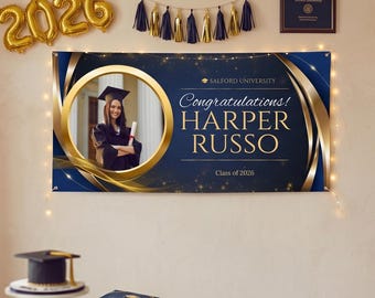 Custom Graduation Banner 2026: Personalized High School College Grad Party Decor