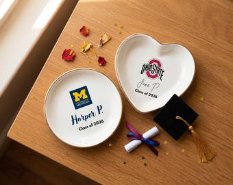 Custom University Jewelry Dish: White Ceramic Trinket Tray