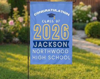 Personalized Graduation Garden Flag: Class of 2026 Yard Sign, College Party Decor (14 x 15 3/4")