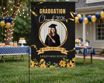 Custom Graduation Photo Garden Flag, Personalized College Decor (14 x 16")