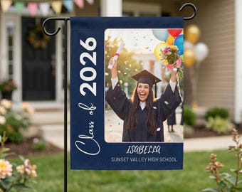 Personalized Graduation Photo Garden Flag: Class of 2026 Yard Sign