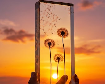 Real Dandelion Resin,Dandelion Paperweight,Botanical Desk Decor,Nature Lover Gift,Make A Wish Floral Office,Accessory Minimalist,