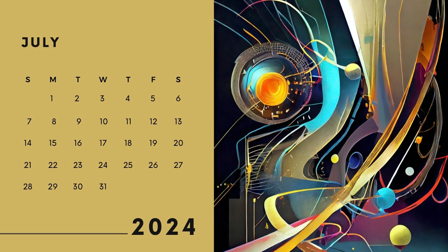 2024 Colorful Modern Art Calendar for Digital Download Etsy