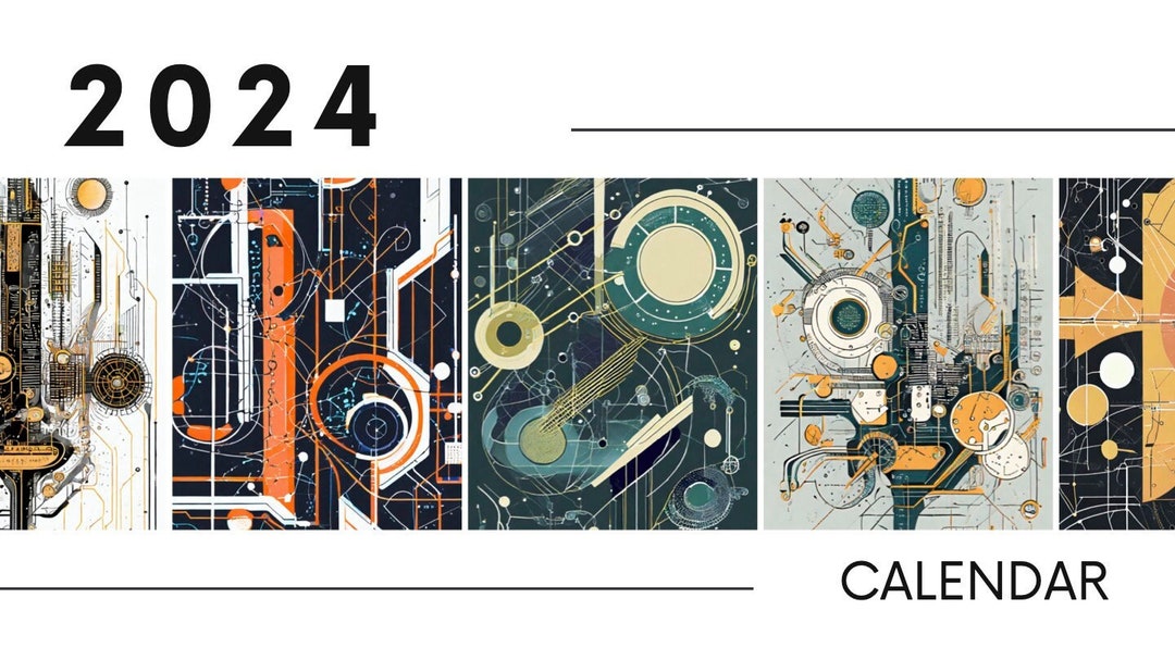 2024 Colorful Modern Art Calendar for Digital Download Etsy