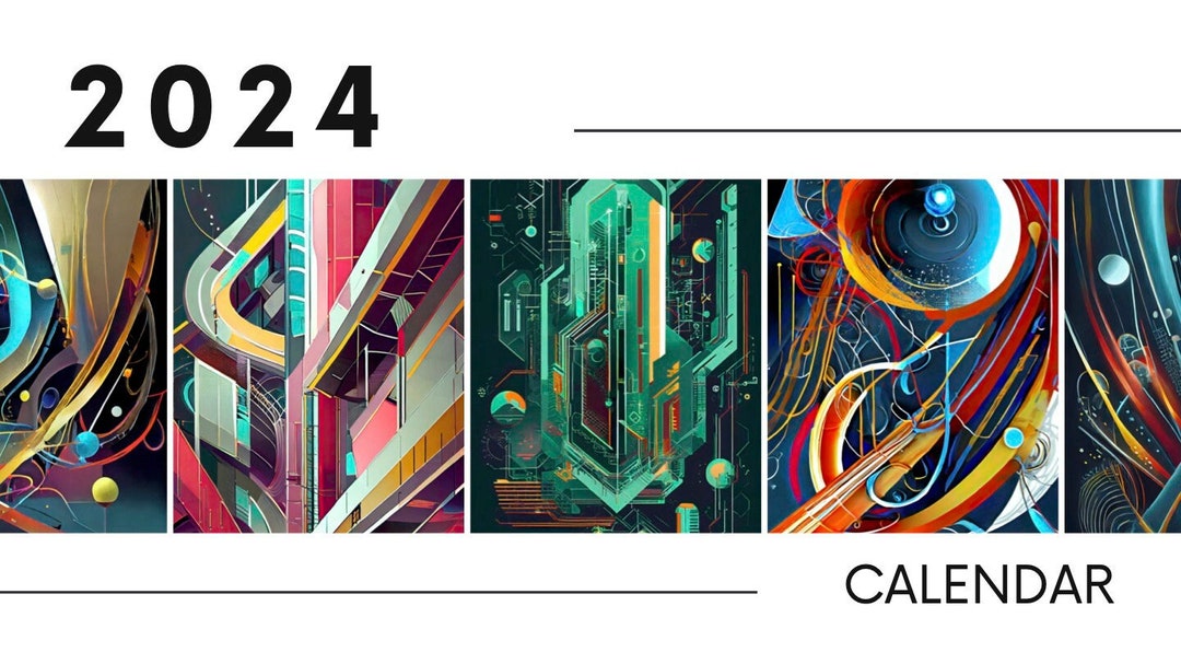 2024 Colorful Modern Art Calendar for Digital Download Etsy