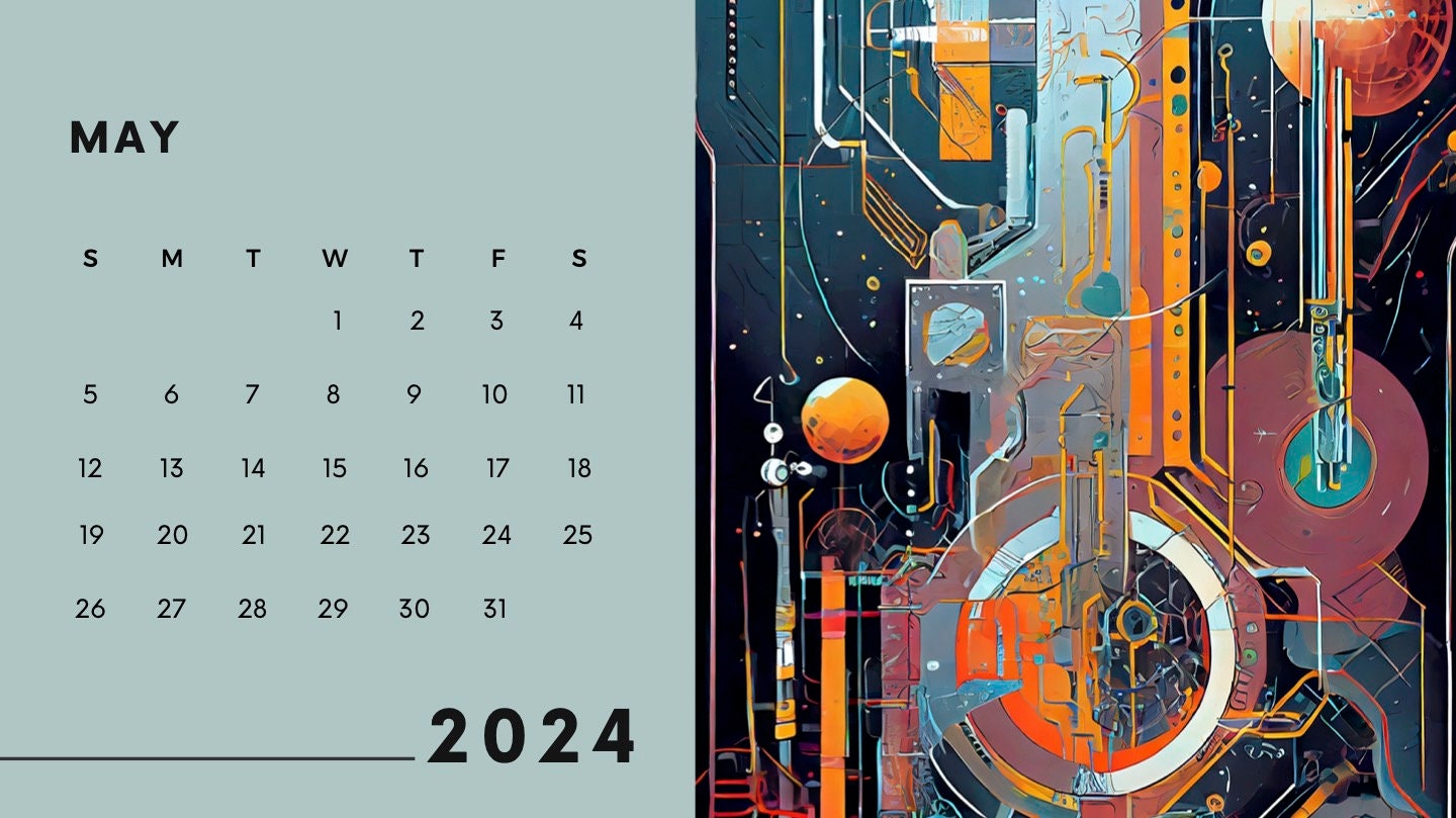2024 Colorful Modern Art Calendar for Digital Download Etsy