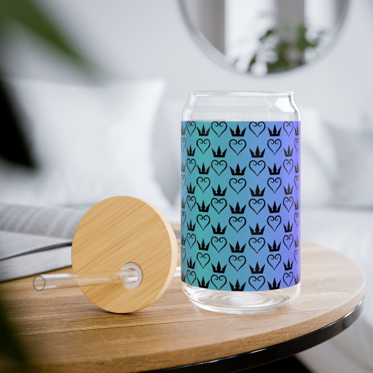 Copy of Kingdom Hearts Symbol Pattern V.2 - Sipper Glass, 16oz