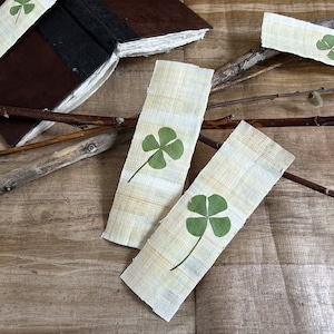 Four Leaf Clover Bookmark - Handmade Papyrus Paper