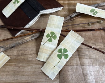 Four Leaf Clover Bookmark - Handmade Papyrus Paper