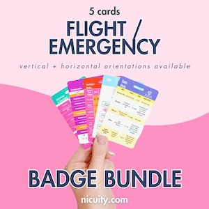 Lot de cartes de référence pour badges d'urgence de l'USIN | Cartes d'insigne d'infirmière de vol/de transport de l'USIN