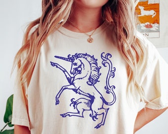 Royal Unicorn Tshirt / Mythical Horse Spirit Animal Magical Medieval Tattoo Vintage Graphic  Aesthetic / Comfort Colors® Unisex Gift Shirt