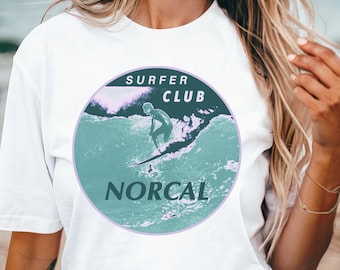 Camiseta Norcal Surfer Club / Océano California Surf Verano Playa Estética Vintage Retro / Comfort Colors® Camiseta Unisex Regalo