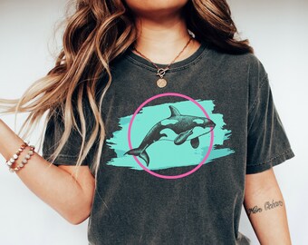 レトロなシャチTシャツ / Save The Whales 海洋自然環境保護 ヴィンテージ 90年代 Y2K 美学 / Comfort Colors® ユニセックス ギフトシャツ