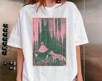 Red Riding Hood Tshirt / Fairytale Big Bad Wolf Painting Vintage Brother's Grimm Storybook Aesthetic / Comfort Colors® Unisex Gift Shirt