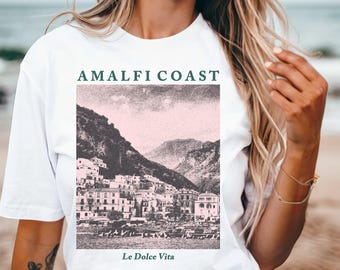 Camiseta Costa Amalfitana / Viaje a Italia para amantes de los viajes, ambiente europeo, playa, Positano, estética vintage / Camiseta unisex Comfort Colors® Regalo