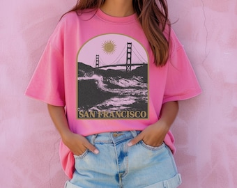 San Francisco Tshirt / Golden Gate Bridge California City Travel Bay Area Ocean Retro Vintage Aesthetic / Comfort Colors® Unisex Gift Shirt