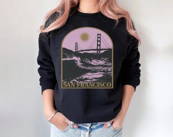 San Francisco Sweatshirt / Bay Area California Travel Golden Gate Bridge / Artsy Retro Vintage Unisex Gift Aesthetic Crewneck Shirt