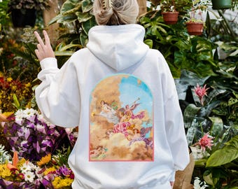 Cloud 9 Rococo Hoodie / Heaven Angels Cupid Lovers Dream Vintage Painting Art History Museum Aesthetic / Unisex Gift Sweatshirt