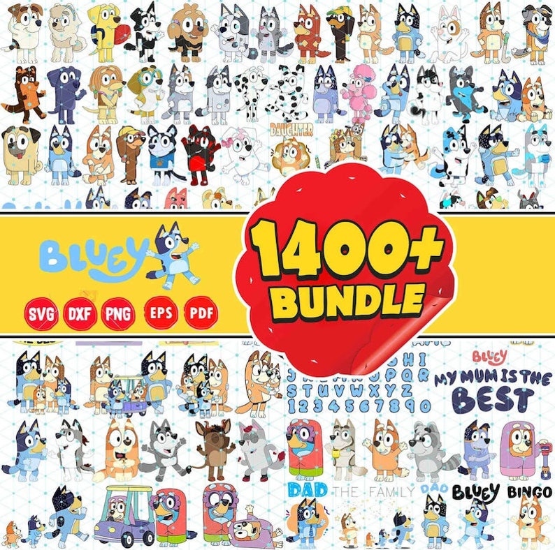 1400 Mega Bluey Bundle, Bluey Cut Files for Cricut, Bluey Clipart