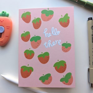 Hola / Tarjeta de felicitación en blanco // Tarjetas de felicitación // Fresas // Tarjeta de fresas