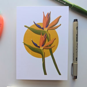 Blumenkarte // Paradiesvogel Grußkarte // Grußkarte // Paradiesvogel