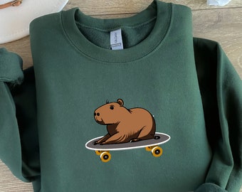 Capybara Shirt Sweatshirt Unisex, Tier Outfit, lustiges Tier Shirt, niedlicher Capybara Pullover, Shirts die hart gehen, einfaches Rundhals-Shirt