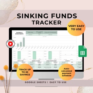 Sinking Funds Tracker, Spreadsheet Budget ,Google Sheets Savings Tracker, Personal Finance Planner, Cash Savings Spreadsheet Template