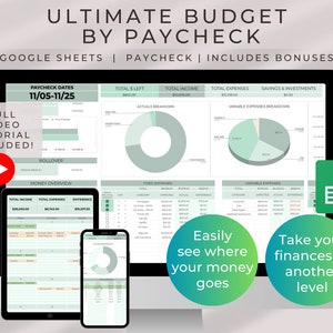 Paycheck Budget Spreadsheet, Google Sheets Budget Template, Biweekly, Weekly Budget Planner, Debt snowball, Sinking Funds, Financial Planner