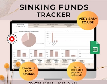 Sinking Funds Tracker, Spreadsheet Budget ,Google Sheets Savings Tracker, Personal Finance Planner, Cash Savings Spreadsheet Template