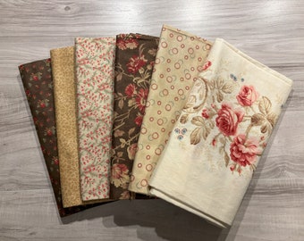 Moda Fabrics 3 Sisters Chocolat 3840, 3844, Grace 4056, Papillon 4074, Wethering Heights 3790 Collection