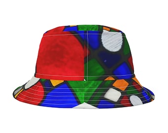 Abstract Stained Glass Dreams Bucket Hat - Wearable Artistry for Trendsetters | Limited Edition