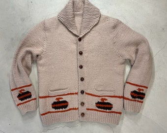 Vintage 50s/60s Cowichan Curling Knit Sweater - L