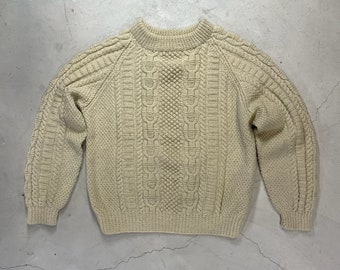 Vintage Cable Knit Wool Fisherman Sweater - L