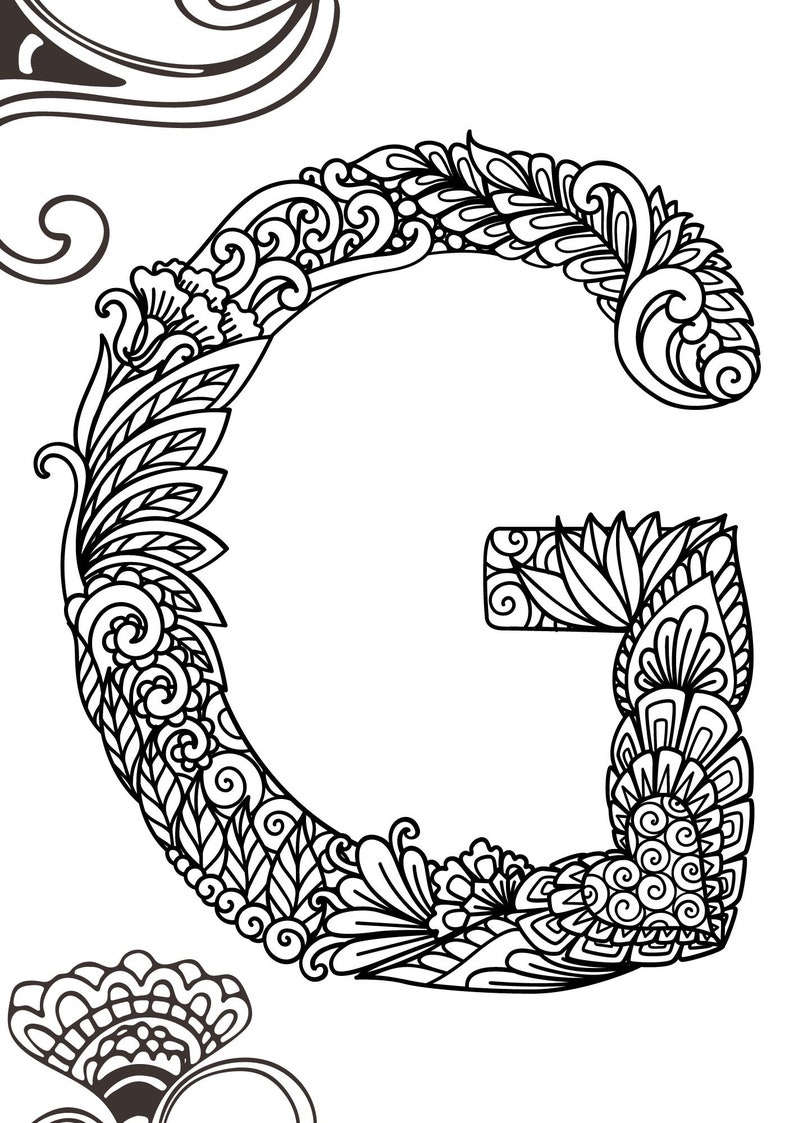 Alphabet Coloring Pages, Letters, Intricate Designs, Instant Download ...