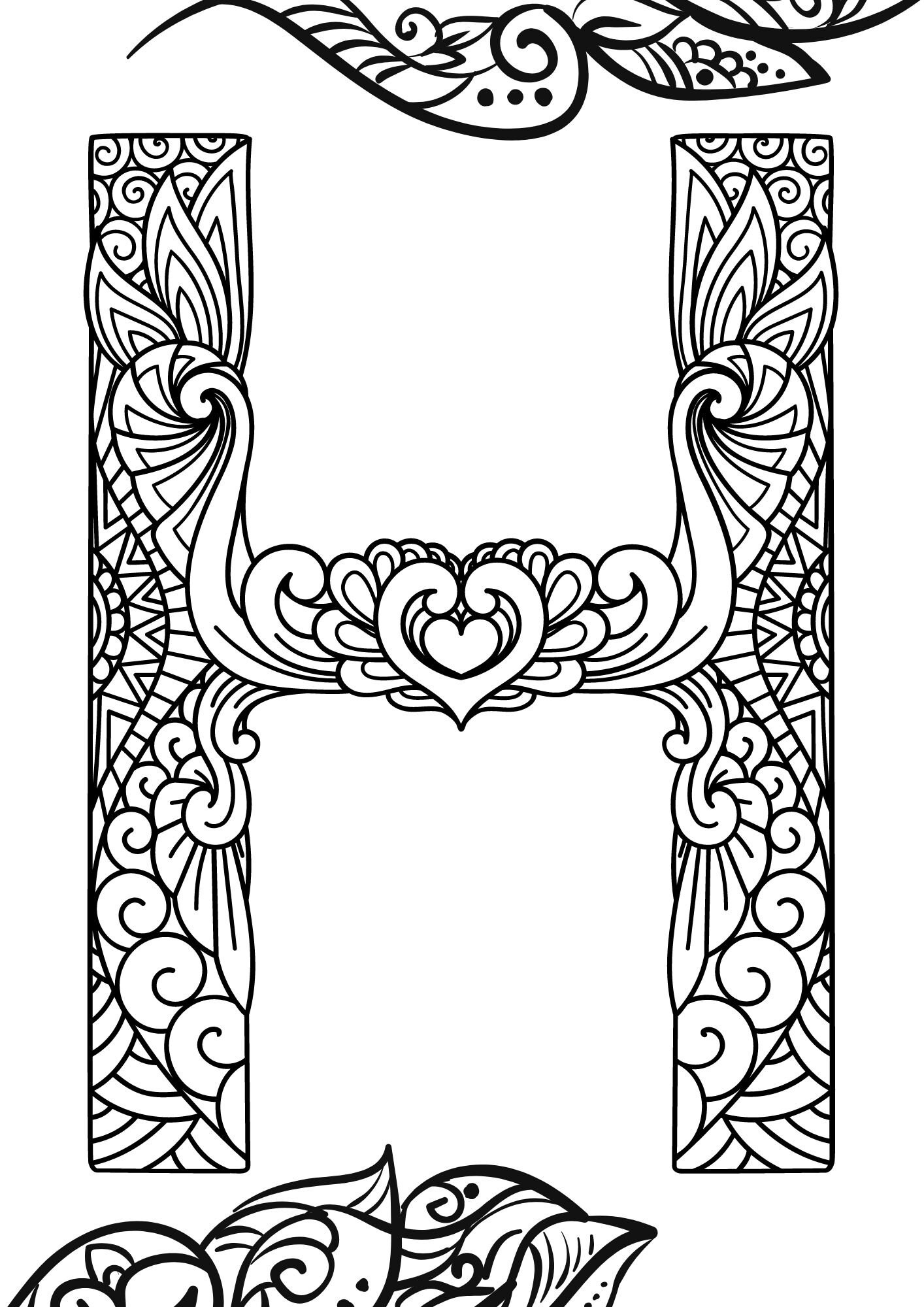 Alphabet Coloring Pages, Letters, Intricate Designs, Instant Download ...