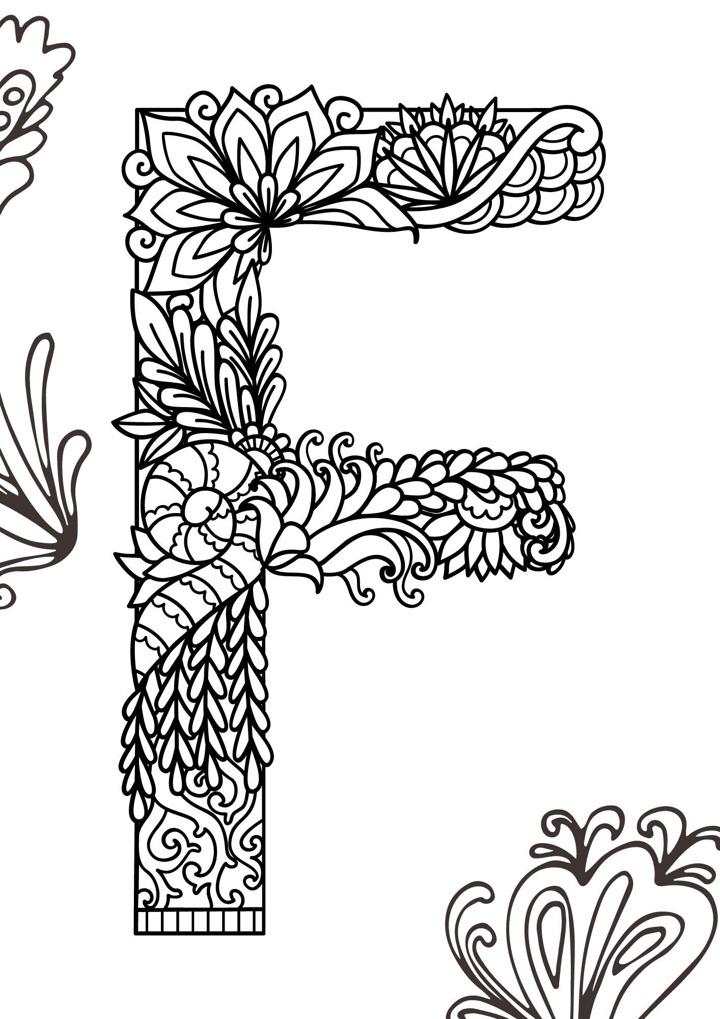 Alphabet Coloring Pages, Letters, Intricate Designs, Instant Download ...