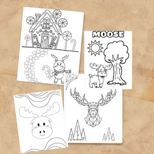 Moose Coloring Pages for Moose Lodges, Moose Legion, Women of the Moose, Moose Members, Instant Download, PDF and PNG format