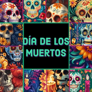 Ewiger Feier-Tag der Toten Digital Paper Pack, Dia de los Muertos, Sugar Skull Scrapbooking, Dekor, Web-Design, Multi-Media-Projekte