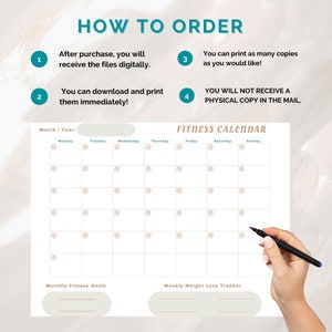 Monthly Workout Calendar, Printable Monthly Weight Loss Tracker - Etsy