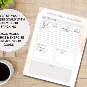 Daily / Weekly Food Tracker - Printable Meal Planner | Digital Download for Healthy Eating, Fitness Tracking and Nutrition Goals