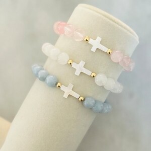 ALRNBY Women's Cross Bracelet Set - Stackable Beaded Bracelets With Pearl & Turquoise - View #10