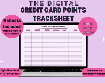 Registro de puntos de tarjetas de crédito / Registro de recompensas de viaje / Planificador financiero (Descarga digital)